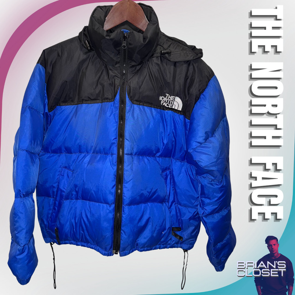 THE NORTH FACE Men's Two-Tone Puffer Jacket in Black & Blue - S